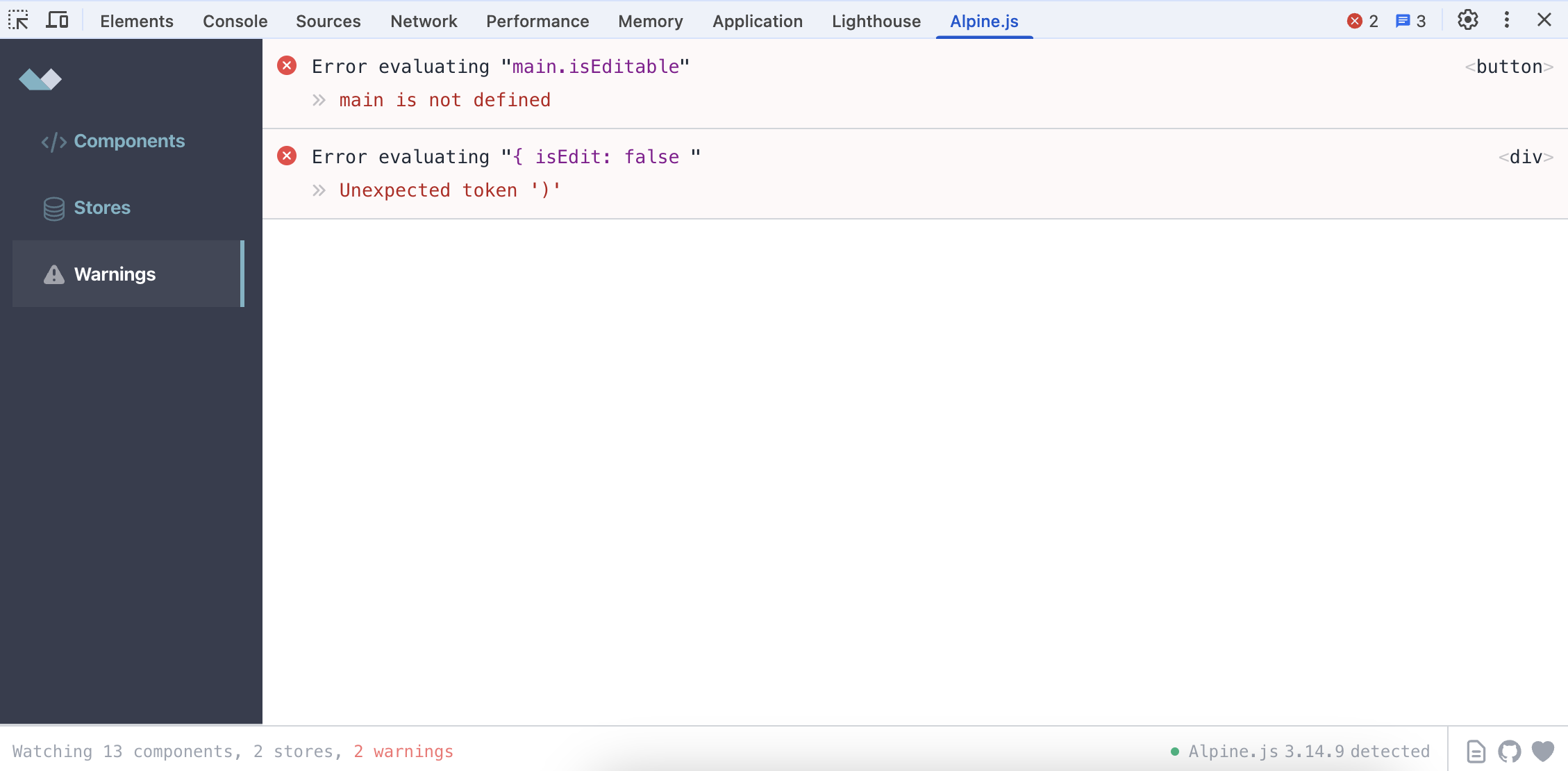 Error Warnings feature